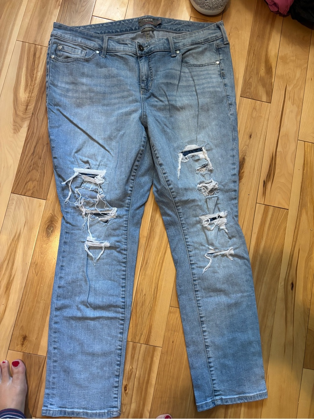 torrid Light Blue Distressed Ripped Jeans